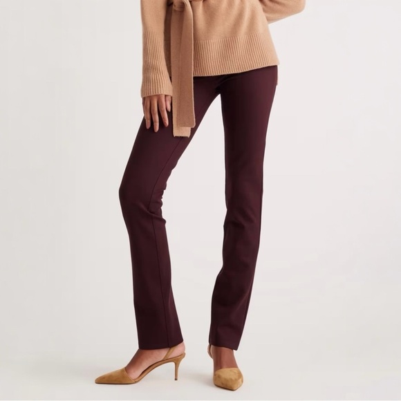 Quince Ultra Stretch Ponte Straight Leg Pant Size M Petite Burgundy (29x26) NEW - Picture 1 of 10